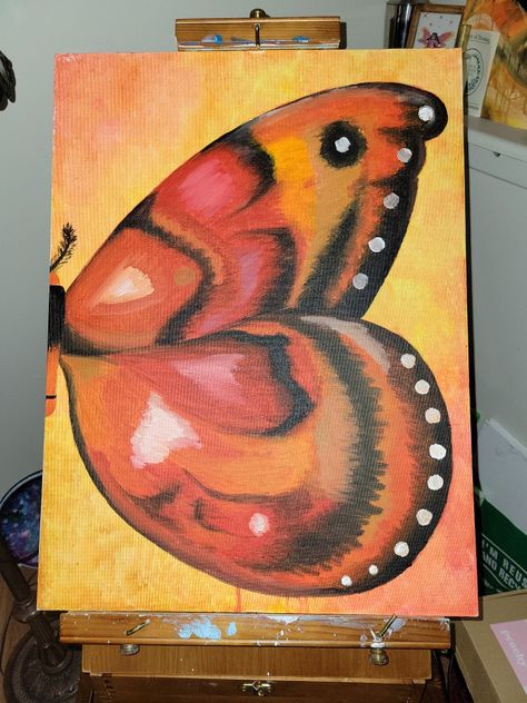 Simple Moth Painting, Moth Painting Acrylic Easy, Moth To A Flame Painting, Insect Acrylic Painting, Moth Painting, Moth Watercolor Painting, Moth Wings, Painting Easy, Red Butterfly