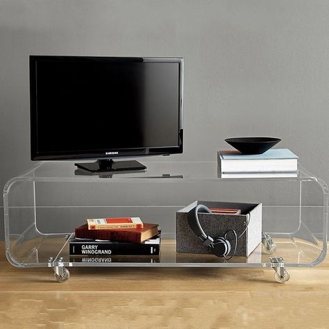 Rolling Tv Stand, Tv Stand On Wheels, Acrylic Console Table, Lucite Furniture, Tv Stand Shelves, Coffee Desk, Glass Tv Stand, Media Console Table, Buy Desk