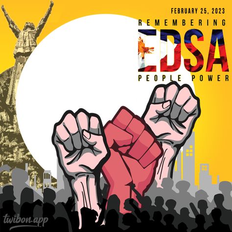 Feb 25, 2023 – Remembering Philippines EDSA (Epifanio de los Santos Avenue) People Power Revolution – edsa february 25 yellow revolution holiday greetings poster frame background HD – Images Framer twibbonize template twibbon app People Power Revolution Poster, Edsa People Power Revolution Poster, Edsa People Power Revolution, People Power Revolution, Revolution Poster, Feb 25, Background Hd, Frame Background, Power To The People