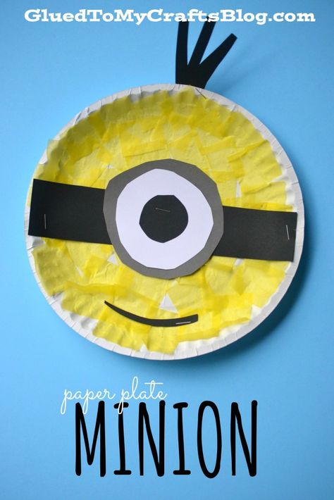 Nothing screams summer more than popsicle sticks and paper plates. Use yours to create these fun Minion kids crafts with tutorials by Glued to My Crafts. Letter M Crafts, Minion Craft, Minions Kids, Paper Plate Crafts For Kids, A Minion, Alphabet Crafts, Kid Craft, Paper Plate Crafts, Daycare Crafts