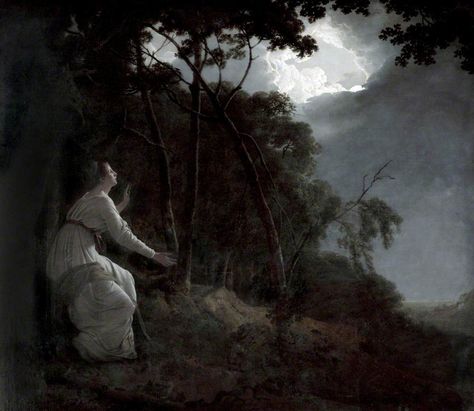 The Lady in Milton's 'Comus' by Joseph Wright of Derby, 1785 Age Of Enlightenment Aesthetic, Enlightenment Aesthetic, Joseph Wright, Age Of Enlightenment, Moonlight Painting, Walker Art, Art Story, House Portraits, T Art