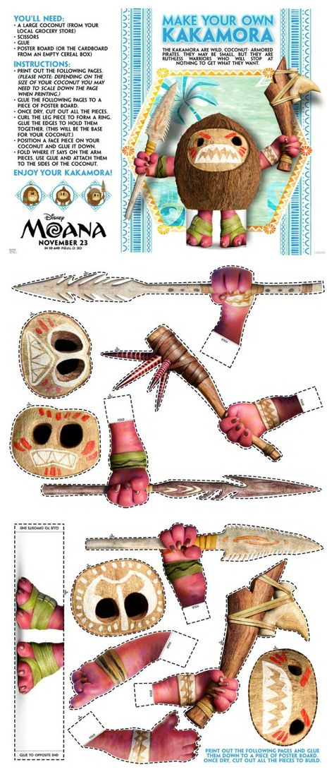 Disney Moana Make Your Own Kakamora Craft Moana Crafts, Moana Birthday Party Theme, Moana Bebe, Moana Theme, Moana Themed Party, Moana Disney, Moana Birthday Party, Moana Party, Moana Birthday