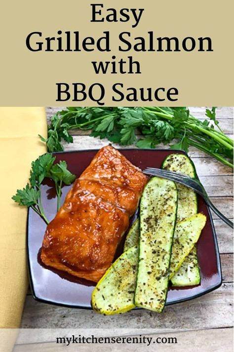 If you are looking for a great new way to prepare grilled salmon, try our Easy Grilled Salmon with BBQ Sauce Recipe #grilledsalmon #salmon Easy Grilled Salmon, Grilled Squash, Best Salmon Recipe, Bbq Salmon, Salmon Salad Recipes, Bbq Recipe, Healthy Salmon Recipes, Easy Salmon Recipes, Fish Recipes Healthy