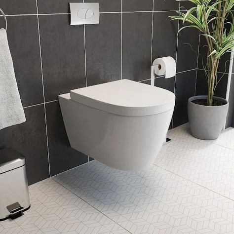 affine-bordeaux-wall-hung-toilet-soft-close-seat Modern Toilets, Wall Toilet, Traditional Toilets, Concealed Cistern, Modern Toilet, New Toilet, Back To Wall Toilets, Bathroom Suites, Wall Hung Toilet