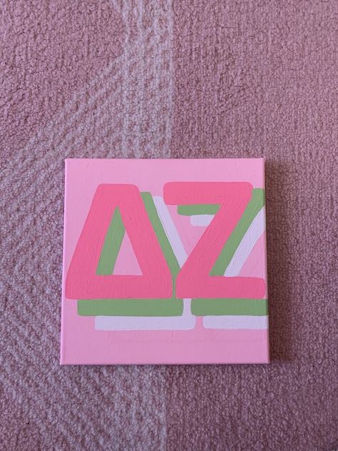 Sorority Canvas Kappa Delta, Sorority Canvas Sigma Kappa, Zeta Canvas Ideas, Zeta Canvas Painting, Dz Canvas Painting, Sorority Canvas Paintings Delta Zeta, Delta Gamma Paintings Canvases, Kappa Delta Art, Delta Zeta Painting Canvases