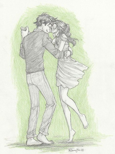 Harry and Ginny had lived what no one could imagine. Now the war is o… #fanfiction Fanfiction #amreading #books #wattpad Dancing Couple Drawing, Burdge Bug, Harry And Ginny, Couple Sketch, People Dancing, Tableau Art, Couple Dancing, Harry Potter Fan Art, Harry Potter Art