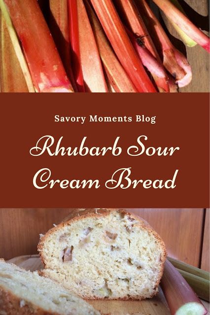 Sour rhubarb and tangy sour cream are combined in this quick bread that is lightly spiced with a bit of ground ginger for a delicious springtime or early summer snack! Sour Cream Rhubarb Cake, Strawberry Rhubarb Bread Easy, Rhubarb Bread Recipe Sour Cream, Rhubarb Quick Bread Recipes, Sour Cream Rhubarb Muffins, Easy Rhubarb Recipes, Rich Banana Bread, Rhubarb Bread, Strawberry Rhubarb Crisp