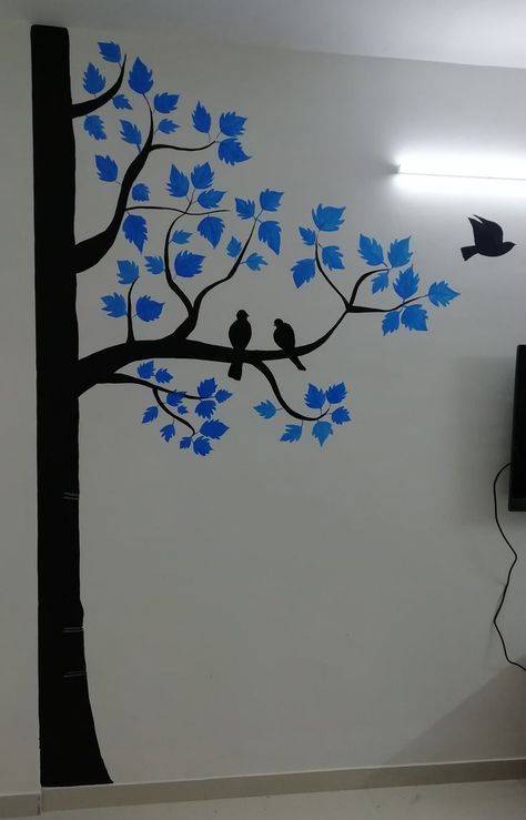 Simple Room Painting Designs, Simple Tree Wall Painting, Wall Paint Patterns Artwork, Wall Art Easy Paint, Easy Drawings For Wall Decor, Tree Wall Painting Ideas Living Room, Wall Drawing Bedroom Simple, Diy Wall Painting Ideas Creative Living Rooms, Simple Wall Painting Ideas Living Rooms