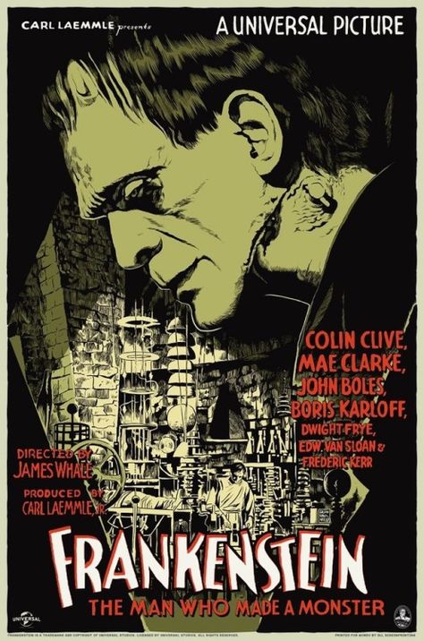 Francesco Francavilla, Universal Monsters Art, Classic Horror Movies Posters, Mondo Posters, Universal Studios Monsters, Frankenstein Art, Film Vintage, Boris Karloff, Film Horror