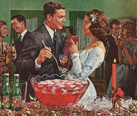 Punch Bowl - detail from 1962 7up ad. Christmas Party Punch, Vintage Christmas Party, Holiday Punch, 7 Up, Mary Cassatt, Art Of Manliness, Party Punch, Christmas Ad, Mid Century Christmas