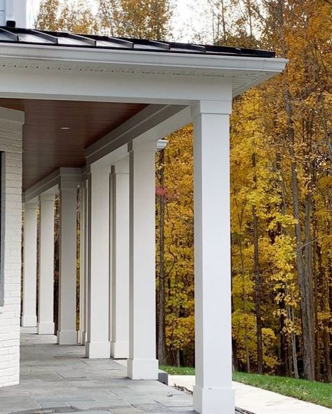 Affordable Ways to Upgrade Your Front Porch Columns - Beneath My Heart Porch Post Ideas, Front Porch Pillars, Front Porch Posts, Porch Pillars, House Columns, Exterior Columns, Front Porch Columns, Porch Kits, Square Columns