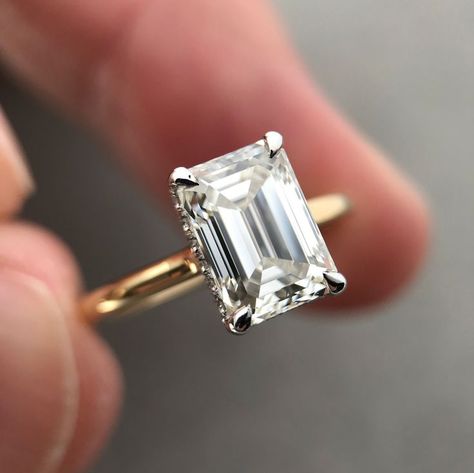 Emerald Cut Engagement, Emerald Cut Rings, Emerald Engagement Ring Cut, Classic Engagement Rings, Emerald Cut Diamond, Rose Engagement Ring, Dream Engagement Rings, Dream Engagement, Emerald Engagement