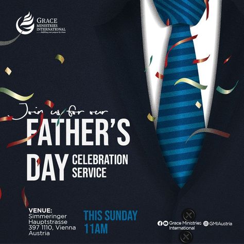 Fathers Day Flyer, International Father's Day, Free Flyer Design, Church Poster, Church Graphic Design, Church Design, Happy Father's Day, Social Media Design Graphics