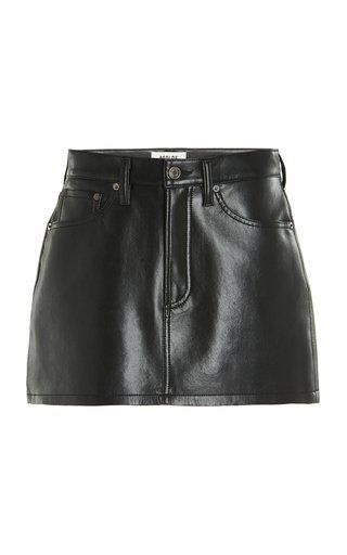 Agolde Fashion Collections For Women | Moda Operandi Mini Skirt Black, Leather Mini Skirt, Black Leather Skirts, Recycled Leather, Denim Branding, Leather Mini Skirts, Leather Mini, Skirt Black, Who What Wear