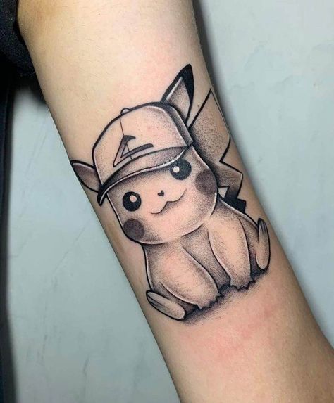 Pikachu Tattoo Design, Disney Inspired Tattoo, Tattoos Masculinas, Pikachu Tattoo, Sailor Tattoos, Sailor Tattoo, Forearm Band Tattoos, Manga Tattoo, Pokemon Tattoo