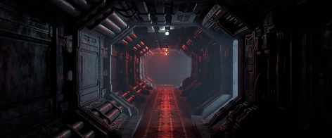 3d rendering of realistic sci-fi dark corridor with red light. Futuristic tunnel with grunge metal walls. Empty corridor in a spaceship. #background #grunge #scifi #science #fiction #interior #3d #modern #futuristic #space #architecture #future #render #illustration #technology #concept #corridor #design #entrance #inside #metal  #station #spaceship #alien #spacecraft Spaceship Background, Futuristic Tunnel, Dark Corridor, Design Entrance, Illustration Technology, Futuristic Space, Alien Spacecraft, Modern Futuristic, Corridor Design