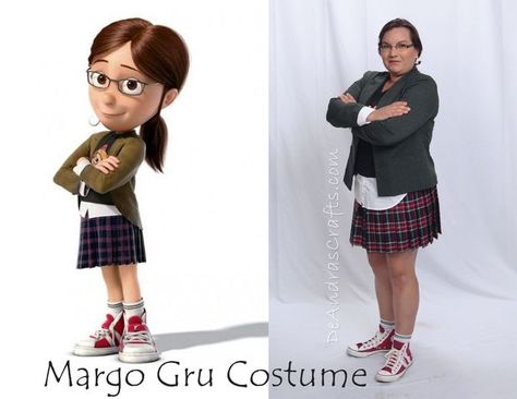 DIY Margo Gru Costume from Despicable Me. Margo Gru Costume, Cute Gru Costume, Gru Halloween Costume Girl, Margo Despicable Me Costume, Despicable Me Characters Costumes, Gru And Vector Costumes, Where Are The Gorls Gru, Gorl Gru, Margo Gru