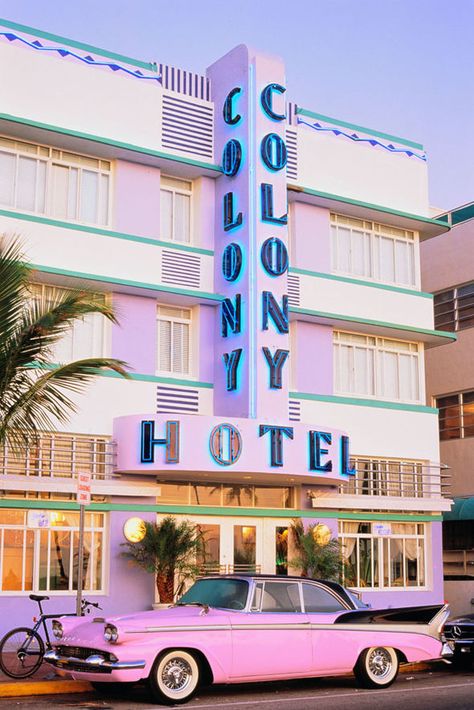 Travel-323594 Colony Hotel Miami, Miami Hotel, The Colony Hotel, Miami Art Deco, Miami Hotels, Pink Cadillac, South Beach Miami, Miami Art, Miami Vice