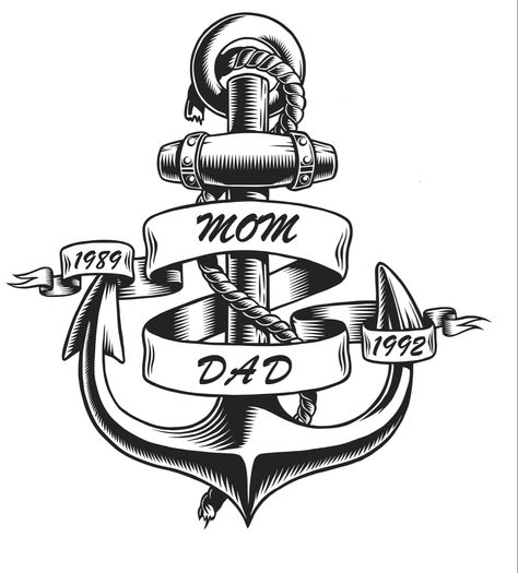 Family Anchor Tattoos, Naval Tattoos, Memorial Tattoos Mom, Tricep Tattoos, Half Sleeve Tattoo Stencils, Marine Tattoo, Cupid Tattoo, Anchor Tattoo Design, Anker Tattoo