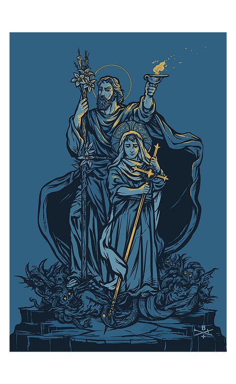 St Joseph Wallpaper, Catholic Iphone Wallpaper, St Joseph Terror Of Demons, Catholic Wallpaper Iphone, Wallpaper Catolico, Baritus Catholic, Catholic Illustration, Corpus Cristi, Roman Catholic Art