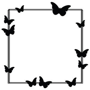 Silhouette Design Store - Sarah Hurley Black Boarder Designs Frames, Butterfly Border Design Frames, Butterfly Frames And Borders, Design For Paper Border, Butterfly Border Designs For Projects, Page Borders Design Beautiful, Design For Projects On Paper Border, Paper Border Designs For Projects, Beautiful Border Design On Paper