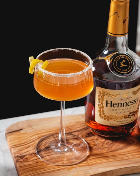 Hennessy Drinks Recipes Cocktails, Hennessy Sidecar, Sidecar Drink, Sidecar Recipe, White Hennessy, Hennessy Cocktails, Hennessy Drinks, Hennessy Very Special Cognac, Hennessy Cognac