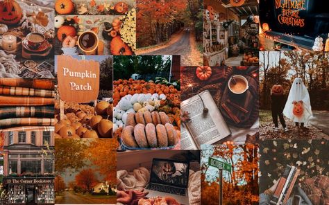 Fall Collage Wallpaper Laptop, Fall Computer Backgrounds, Fall Desktop Backgrounds, Desktop Wallpaper Fall, Halloween Desktop Wallpaper, Helloween Wallpaper, Pc Desktop Wallpaper, Macbook Air Wallpaper, Halloween Wallpaper Iphone Backgrounds