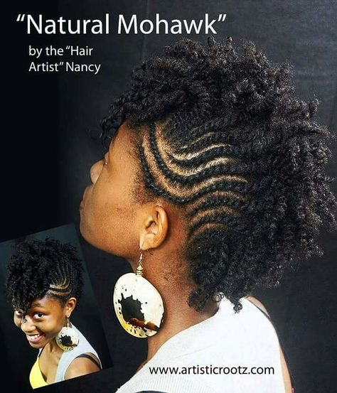 Natural Mohawk, Natural Hair Mohawk, Flat Twist Hairstyles, Twisted Hair, Mohawks, Natural Hair Twists, Simple Hair, Pelo Afro, Hair Twist Styles