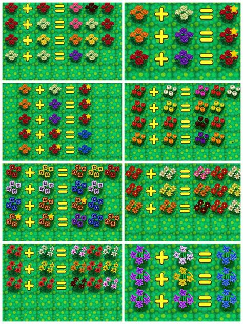 Animal Crossing New Leaf hybrid guide.  The stars on the roses are created hybrids. Animal Crossing New Leaf Flower Guide, Animal Crossing New Leaf Inspiration, Qr Codes Animal Crossing New Leaf, Acnl Flower Guide, Animal Crossing Wild World Patterns, New Leaf Qr Codes, Animal Crossing New Leaf Clothes, Animal Crossing New Leaf Aesthetic, Animal Crossing New Leaf Town Ideas