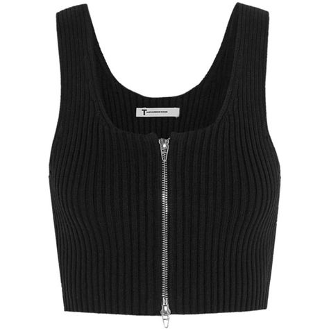 T by Alexander Wang Cropped ribbed-knit cotton-blend top ($245) ❤ liked on Polyvore featuring tops, crop tops, shirts, tank tops, black, zipper crop top, zipper top, ribbed shirt, stretch crop top and zipper front top Tank Tops Black, Zipper Crop Top, Zip Crop Top, Crop Tops Shirts, Sporty Crop Top, Slouchy Shirt, Stretchy Crop Tops, Bralet Tops, Form Fitting Tops