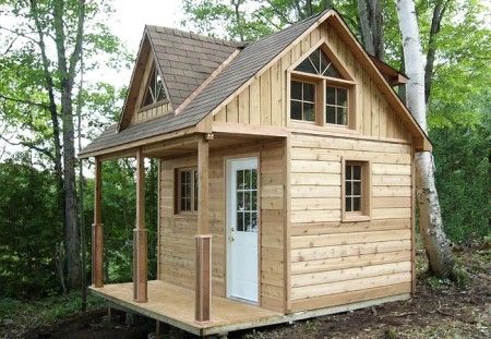 12×12 Cottage Cabin with Loft and Shed Dormer Small Cabin With Loft, Cabin With Loft, Cabin Loft, Wooden Cabin, Cabin Tiny House, Shed Dormer, House Shed, Cabin Kits, Tiny Cabins