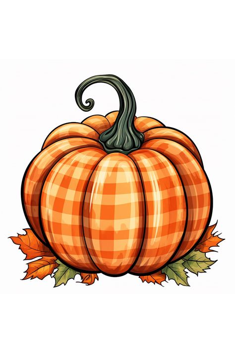 Plaid Pumpkin Fall Sublimation Design Clipart