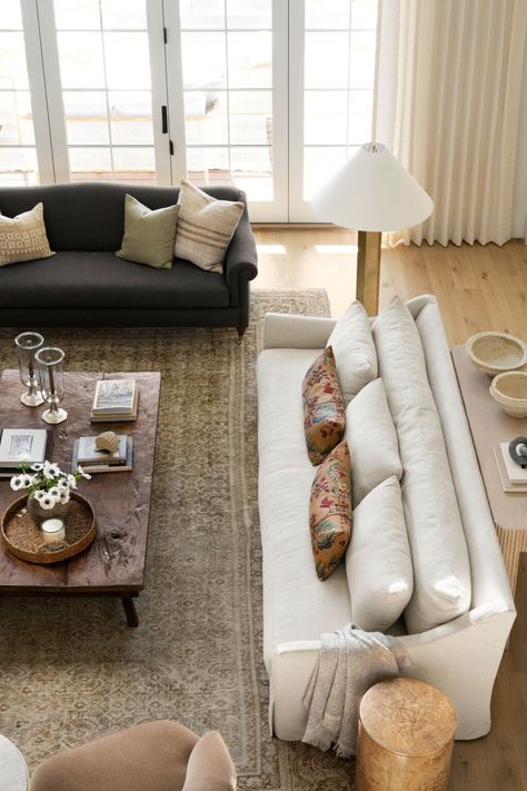 How To Pair Two Sofas In One Space - Studio McGee Sofa Studio Mcgee, Side Couch Decor, Living Room With Different Sofas, Shay Mcgee Home, Mix Match Couches, Mix Sofas Living Rooms, Living Room Different Couches, Multiple Couches In Living Room, Mix And Match Couches