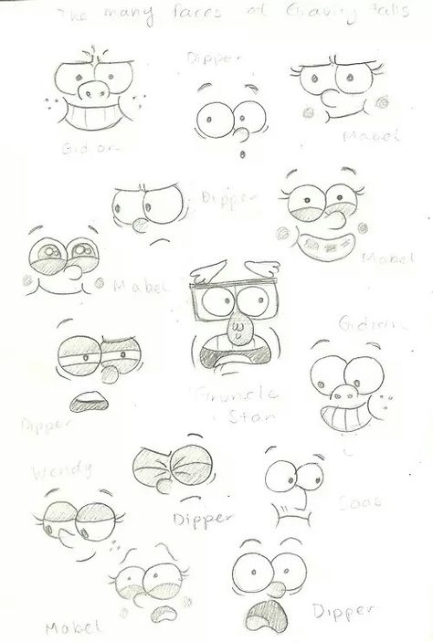 Calm Expression Drawing, Calarts Style Cartoon, Calarts Style, Gravity Falls Characters, Fall Drawings, Desenhos Gravity Falls, 동화 삽화, Cartoon Drawing Tutorial, Cartoon Style Drawing