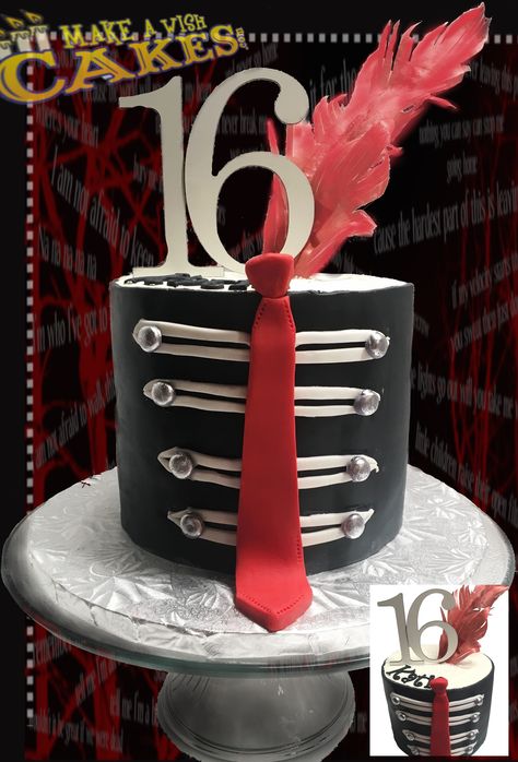 My Chemical Romance Party Ideas, Mcr Birthday Party, My Chemical Romance Birthday Party, Emo Birthday Cake, My Chemical Romance Cake, Mcr Cake, 19th Birthday, 18th Birthday Party, 16th Birthday