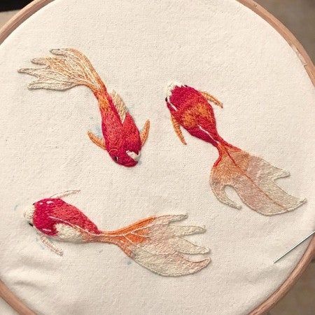 Animal Embroidery Patterns, Diy Hand Embroidery, Just Keep Swimming, Learning To Embroider, Hand Embroidery Patterns Flowers, Contemporary Embroidery, Keep Swimming, Animal Embroidery, Hand Embroidery Art