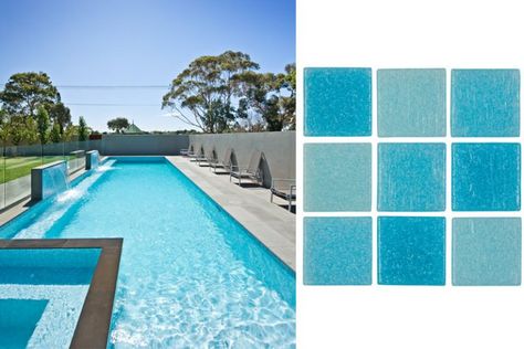 Tiles Talk: Colour Guide for your Swimming Pool Bisazza Mosaic, Pool Bar Design, Pool Waterline, Spanish Haciendas, Waterline Pool Tile, Pool Tile Designs, Swimming Pool Fountains, Swimming Pool Mosaics, Mosaic Pool Tile