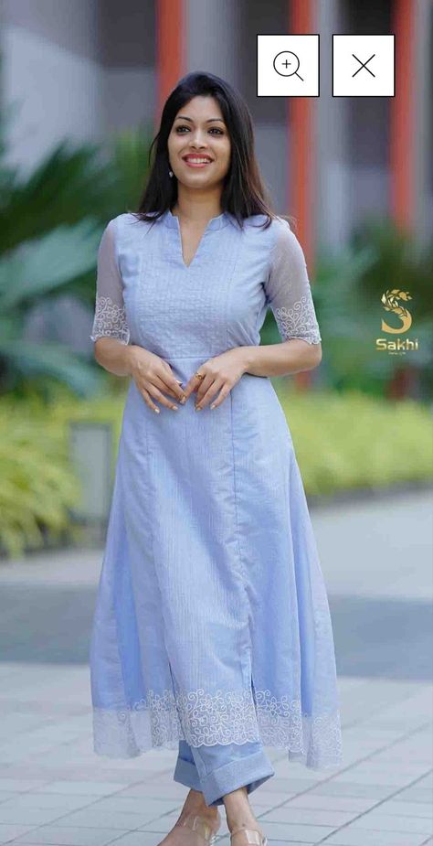 Salwar Stitching Patterns, Kurta Designs Women Stitching, Chudidar Dress Designs Latest, Kurtis Ideas For Women, Chudi Collar Neck Designs, Stitched Dress Design Indian, Settu Saree Blouse Design, Salwar Pattern Churidar, Kurtha Stitching Designs For Women