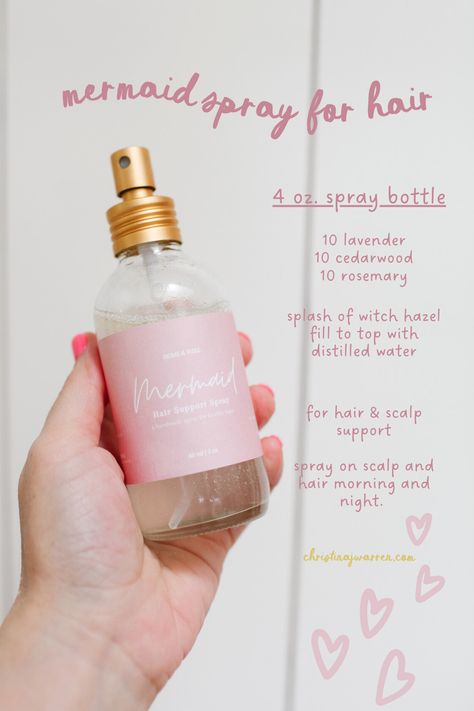 Diy Scalp Spray, Diy Volumizing Spray, Natural Hair Perfume, Mermaid Hair Spray Essential Oils, Diy Hair Mist Sprays, Mermaid Spray Essential Oils, Diy Hair Perfume Spray, Diy Feminine Spray, Hair Fragrance Diy