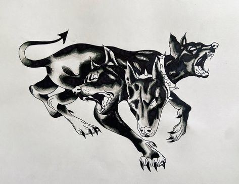 Koedy on Twitter: "“Cerberus” 2021… " Hellhound Tattoo, Cerberus Tattoo, Dope Pictures, Doberman Tattoo, Tattoo Catalog, Arm Tats, Batman Poster, Flash Tattoo Designs, Bass Fish