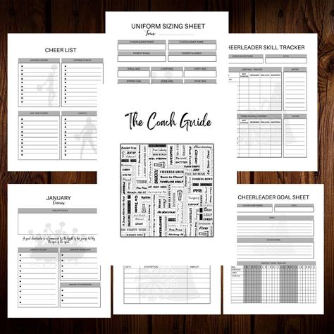 Attendance Sheet, Goals Sheet, High School Cheer, Cheer Coach, Pom Pom Girl, Cheer Coaches, Organization Printables, Remote Work, Cheerleading