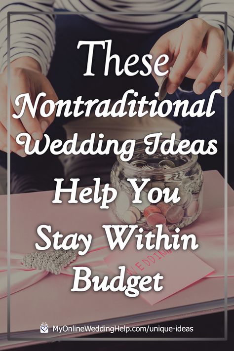 How to Stay Within Your Wedding Budget By Taking the Road Less Traveled. These nontraditional wedding ideas will help you stay within your budget. It's a WHOLE BUNCH of unconventional wedding ideas on a budget to think about as you plan a wedding. Only on the MyOnlineWeddingHelp.com blog. 2nd Wedding Ideas, Queer Wedding Ideas, Interactive Wedding Ideas, Wedding Nontraditional, Unconventional Wedding Ideas, Nontraditional Wedding Ideas, Frugal Wedding Ideas, Wedding In May, Traditional Wedding Favours