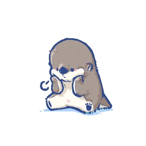 Cute Otters Drawing, Icons Ig, Otter Art, Frog Drawing, Cute Easy Doodles, Animal Doodles, Animation Artwork, Cute Animal Drawings Kawaii, Cute Doodles Drawings