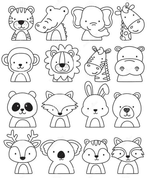 Animal Doodles Simple, Draw Cute Animals, Preschool Activities Printable, Activities Printable, Kids Doodles, Animal Doodles, Printable Numbers, Pola Sulam, 캐릭터 드로잉