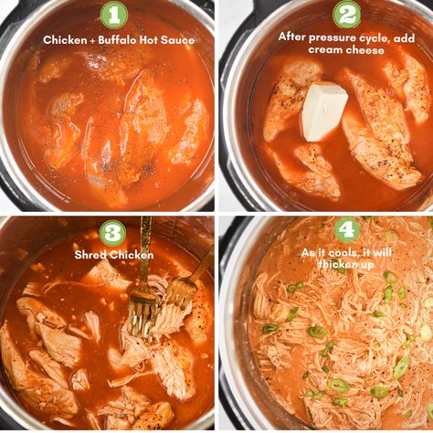 Pulled Chicken Instant Pot, Instant Pot Buffalo Chicken, College Recipes, Easy Shredded Chicken, Buffalo Chicken Sliders, Buffalo Chicken Wraps, Instant Pot Pasta Recipe, Chicken Sliders, Meal Prep Ideas