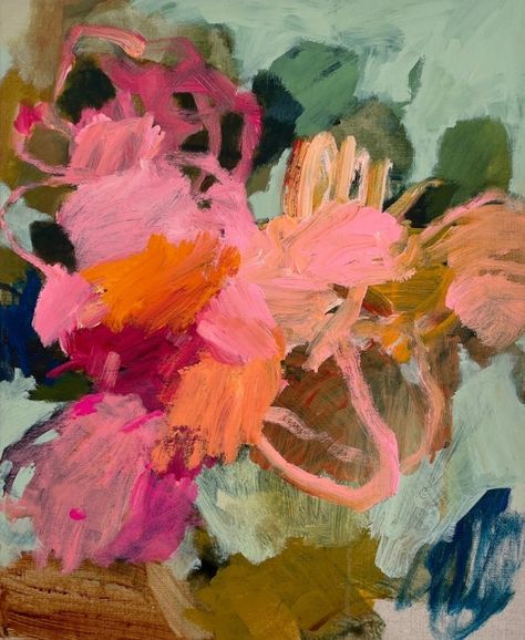 Utopian Jungle 2 by Kate Owen | Artwork Archive Kate Owen, Emotional Response, Shaken Not Stirred, Greenhouse Interiors, Abstract Floral Art, Plant Painting, Linen Canvas, Amazing Art Painting, Pink Abstract