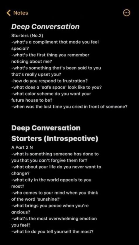 Deep Conversation starters (Introspective) Deeper Conversation With Friends, Deep Conversation Starters For Friends, Deep Conversation Starters Relationships, Deeper Conversation Starters, Facetime Conversation Starters, Deep Conversation Questions, Late Night Talks Questions, Dry Conversation, Conversation Starters Texting Crush