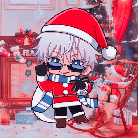 Gojo Satoru Aesthetic Anime Icon �✿ Jujutsu Kaisen Icon ✿ Please Give Me Credits If You Repost, Thank You ♡ Gojo With Santa Hat, Jujutsu Kaisen Christmas Icons, Gojo Satoru Christmas, Gojo Christmas Pfp, Gojo Christmas, Gojo Satoru Aesthetic, Satoru Aesthetic, Gojo Satoru Icon, Group Pfp