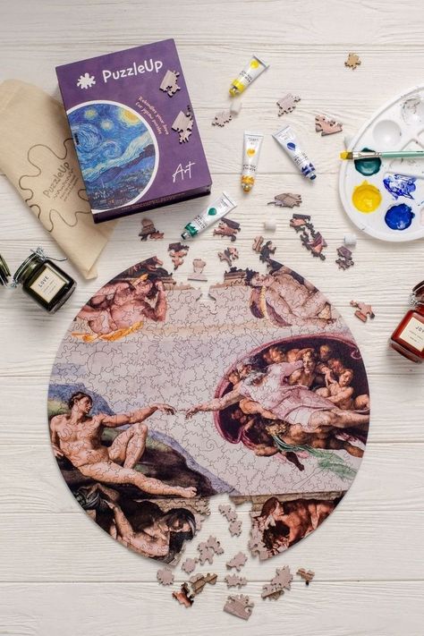 Aesthetic Jigsaw Puzzles, Jigsaw Puzzle Aesthetic, Puzzle Aesthetic, Cool Jigsaw Puzzles, Board Game Room, The Sistine Chapel, Free Jigsaw Puzzles, First Human, The Creation Of Adam