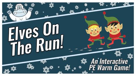 Christmas PE Games: Elves On The Run – PE Warm Up Game For K-2 #christmasgames #christmaspegames #elementarype Christmas Pe Games, Pe Games For Kindergarten, Christmas Brain Breaks, Pe Games Elementary, Adapted Pe, Pe Board, Pe Lesson Plans, Gym Games For Kids, Grade Three